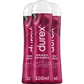 Durex Glijmiddel Crazy Cherry - Kers - waterbasis - 100ML - 3 Stuks - Voordeelverpakking