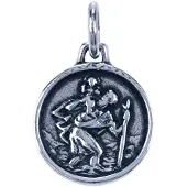 MOOYE ® - Collectie Zilveren Heilige Christoffel ketting hanger - rond