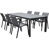 AVH-Collectie Nancy Angora dining tuinset 220x100xH74,5 7 delig aluminium
