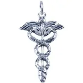 MOOYE ® - Collectie Zilveren Mercurius staf ketting hanger