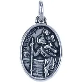 MOOYE ® - Collectie Zilveren Heilige Christoffel ketting hanger - ovaal 2