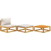 vidaXL 3-delige Loungeset met kussens massief acaciahout
