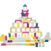 Cubika Wooden Construction Blocks 100 Pieces Veelkleurig Kinderen