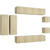 vidaXL 8-delige Tv-meubelset bewerkt hout sonoma eikenkleurig