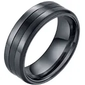 LGT JWLS Zwarte stalen heren ring Mat Glans 8mm-21mm