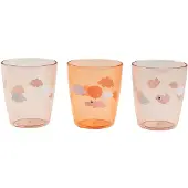 Done by Deer - Yummy Mini Glass 3 Pcs - Happy Clouds Papaya - Ø6,5 x H 7 cm