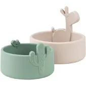 Done by Deer Kom - 2-pack - Tulp - Zand/Groen - - OneSize - Kommen