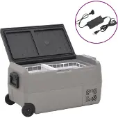 vidaXL Koelbox met wielen en handvat 60 L polypropeen zwart en grijs