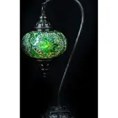 Halay Hangemaakte Turkse lamp Oosterse boogmodel 45 met groene mozaïek galzen bol