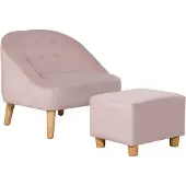 HOMCOM HOMdotCOM kinderfauteuil met voetenbank voor kinderen van 3 tot 5 jaar, 51 cm x 51 cm x 50 cm, roze
