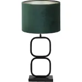 Light & Living Tafellamp Lutika/Velours - Zwart/DutchGreen - Ø30x67cm - Tafellamp met kap