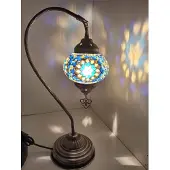 HANDMADE Handgemaakte Turkse tafellamp boogmodel blauw - Turkse tafellamp - Handgemaakte Oosterse tafellamp boogmodel blauw