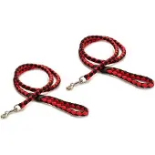 Mascow Hondenriem – Lijn – – Rood/Zwart Geruit– 120cm - 2 stuks