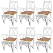 vidaXL Eetkamerstoelen hout wit en natuurlijke houtkleur 6 st online kopen