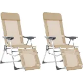 vidaXL Campingstoelen met voetensteun 2 st inklapbaar textileen crème