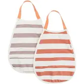 Done by Deer Slabbetjes - 2-pack - PU - Papaya/Powder m. Strepe - - OneSize - Slabbetjes