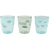 Done by Deer - Yummy Mini Glass 3 Pcs Happy Clouds - Green - Ø6,5 x H 7 cm