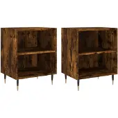 vidaXL Nachtkastjes 2 st 40x30x50 cm bewerkt hout gerookt eikenkleurig
