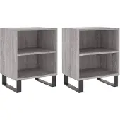 vidaXL Nachtkastjes 2 st 40x30x50 cm bewerkt hout grijs sonoma eiken