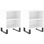 vidaXL Nachtkastjes 2 st 40x30x50 cm bewerkt hout hoogglans wit