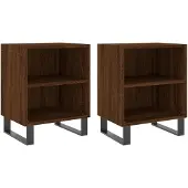 vidaXL Nachtkastjes 2 st 40x30x50 cm bewerkt hout bruin eikenkleur