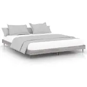 vidaXL Bedframe bewerkt hout grijs sonoma eikenkleurig 140x200 cm