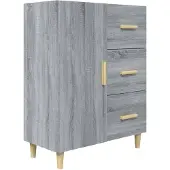 vidaXL Dressoir 69,5x34x90 cm bewerkt hout grijs sonoma eikenkleurig