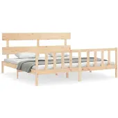 vidaXL Bedframe met hoofdbord massief hout
