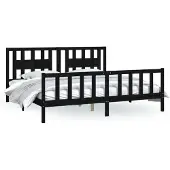 vidaXL Bedframe met hoofdbord massief grenenhout zwart 200x200 cm