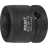 Hazet Krachtdopsleutel 900SK-19 · 1/2 inch (12,5 mm) vierkant hol · Buiten-zeskant-tractieprofiel · SW 19 mm