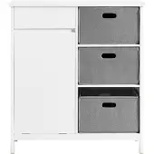 SoBuy Badkamerkast met Wasmand, 80x38x91 cm, Wit