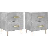 vidaXL Nachtkastjes 2 st 40x35x47,5 cm bewerkt hout betongrijs