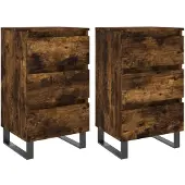 vidaXL Nachtkastjes 2 st 40x35x69 cm bewerkt hout gerookt eikenkleurig