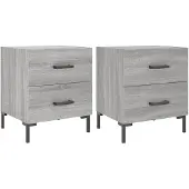 vidaXL Nachtkastjes 2 st 40x35x47,5 cm bewerkt hout grijs sonoma eiken