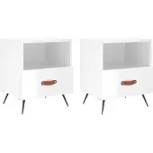 vidaXL Nachtkastjes 2 st 40x35x47,5 cm bewerkt hout hoogglans wit