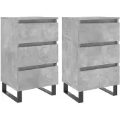 vidaXL Nachtkastjes 2 st 40x35x69 cm bewerkt hout betongrijs