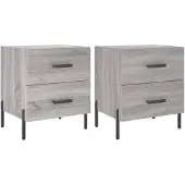 vidaXL Nachtkastjes 2 st 40x35x47,5 cm bewerkt hout grijs sonoma eiken