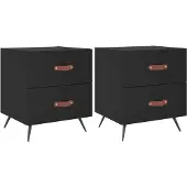 vidaXL Nachtkastjes 2 st 40x35x47,5 cm bewerkt hout zwart