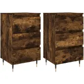 vidaXL Nachtkastjes 2 st 40x35x69 cm bewerkt hout gerookt eikenkleurig
