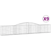 vidaXL Schanskorven 9 st gewelfd 400x30x60/80 cm ijzer