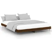vidaXL Bedframe zonder matras 200x200 cm spaanplaat bruin eikenkleurig