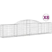 vidaXL Schanskorven 8 st gewelfd 300x30x60/80 cm gegalvaniseerd ijzer