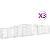 vidaXL Schanskorven 3 st gewelfd 400x30x60/80 cm ijzer