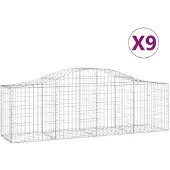 vidaXL Schanskorven 9 st gewelfd 200x50x60/80 cm gegalvaniseerd ijzer