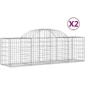vidaXL Schanskorven 2 st gewelfd 200x50x60/80 cm gegalvaniseerd ijzer