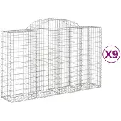 vidaXL Schanskorven 9 st gewelfd 200x50x120/140 cm ijzer