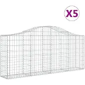 vidaXL Schanskorven 5 st gewelfd 200x30x80/100 cm gegalvaniseerd ijzer