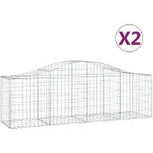 vidaXL Schanskorven 2 st gewelfd 200x50x60/80 cm gegalvaniseerd ijzer