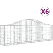vidaXL Schanskorven 6 st gewelfd 200x30x60/80 cm gegalvaniseerd ijzer