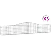 vidaXL Schanskorven 3 st gewelfd 400x30x60/80 cm ijzer